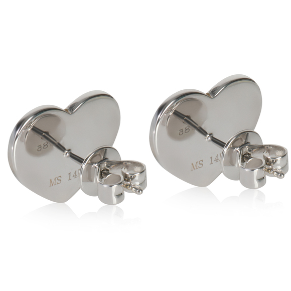 White Gold Opal Blue Enamel Earrings - Picture 2 of 3